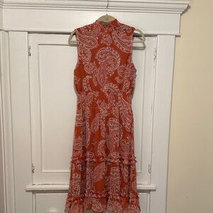 Paisley Sleeveless Dress - burnt orange